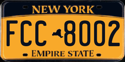 NY license plate FCC8002