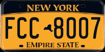 NY license plate FCC8007