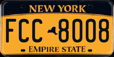 NY license plate FCC8008