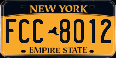 NY license plate FCC8012