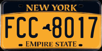 NY license plate FCC8017