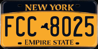NY license plate FCC8025