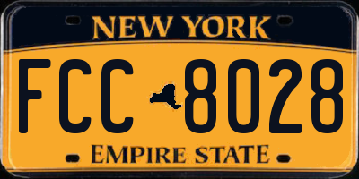 NY license plate FCC8028