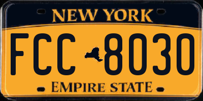 NY license plate FCC8030