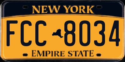 NY license plate FCC8034