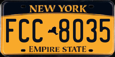 NY license plate FCC8035