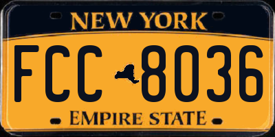 NY license plate FCC8036