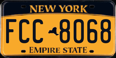 NY license plate FCC8068