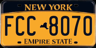 NY license plate FCC8070