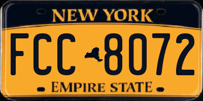 NY license plate FCC8072