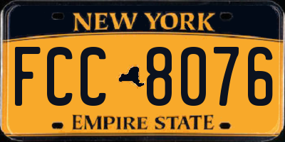 NY license plate FCC8076
