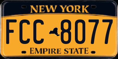 NY license plate FCC8077