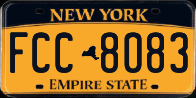 NY license plate FCC8083