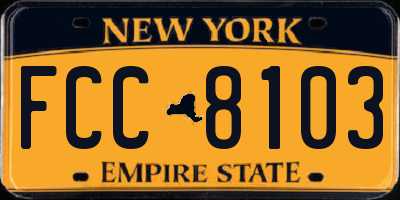 NY license plate FCC8103