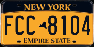 NY license plate FCC8104