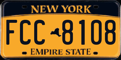 NY license plate FCC8108