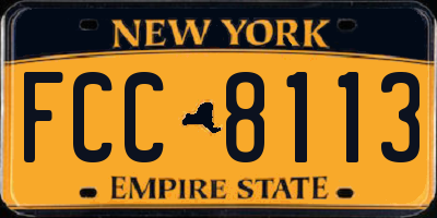 NY license plate FCC8113