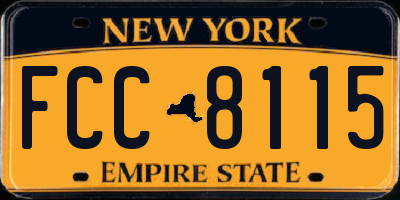 NY license plate FCC8115