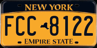 NY license plate FCC8122