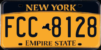 NY license plate FCC8128