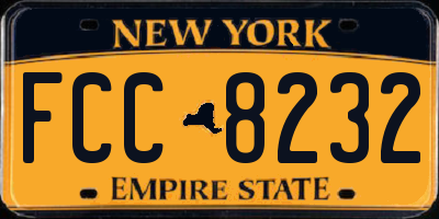 NY license plate FCC8232