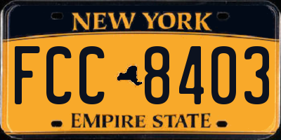 NY license plate FCC8403