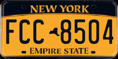 NY license plate FCC8504