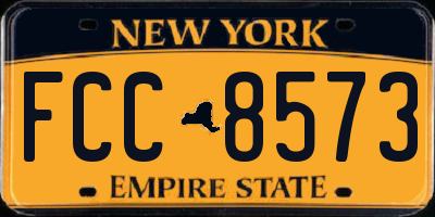 NY license plate FCC8573