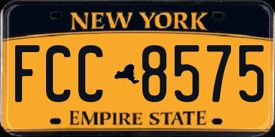 NY license plate FCC8575