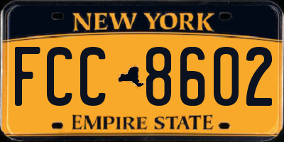 NY license plate FCC8602