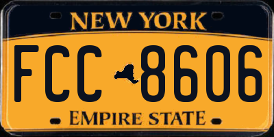 NY license plate FCC8606