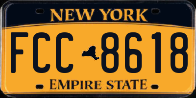 NY license plate FCC8618