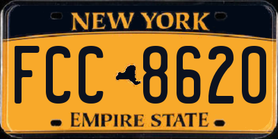 NY license plate FCC8620