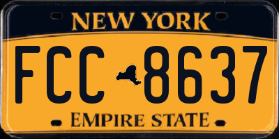 NY license plate FCC8637
