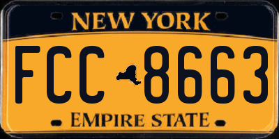 NY license plate FCC8663