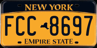 NY license plate FCC8697