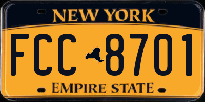 NY license plate FCC8701
