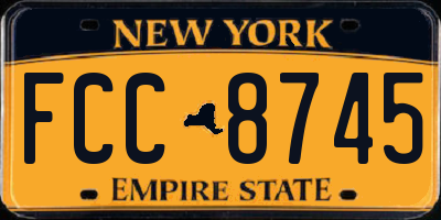 NY license plate FCC8745