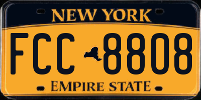 NY license plate FCC8808