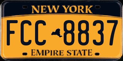 NY license plate FCC8837