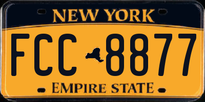 NY license plate FCC8877