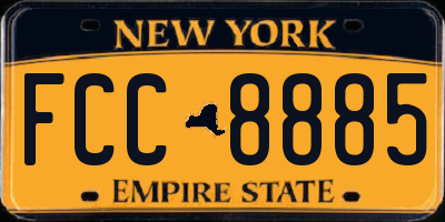 NY license plate FCC8885