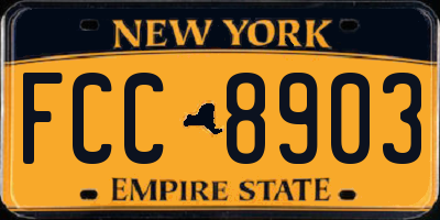 NY license plate FCC8903
