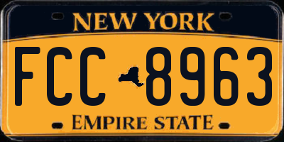 NY license plate FCC8963