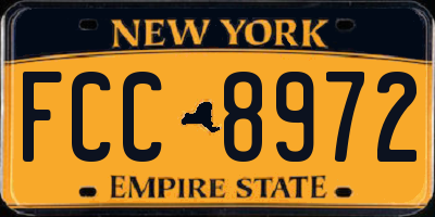NY license plate FCC8972