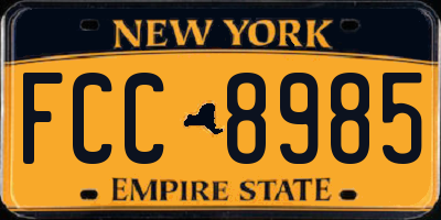 NY license plate FCC8985
