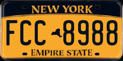 NY license plate FCC8988