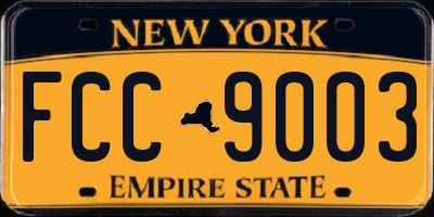 NY license plate FCC9003