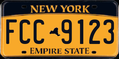 NY license plate FCC9123