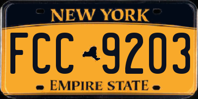 NY license plate FCC9203